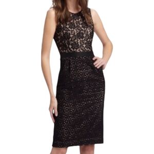 BCBGMaxAzria Alice Lace Black and Tan Dress